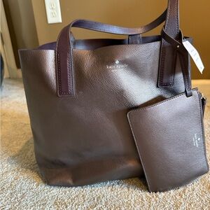 Kate Spade Deep Purple Leather Tote with Clutch